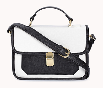 Top Handle Black & White Satchel Bag from Forever 21